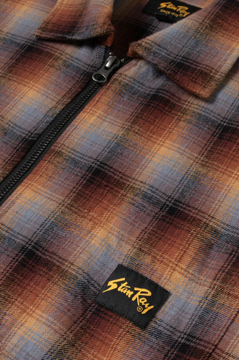 Stan Ray Zip Shirt - Brown Blue Plaid