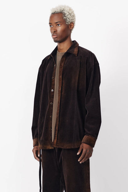 Beach Brains Cord LS Shirt - Washed Brown