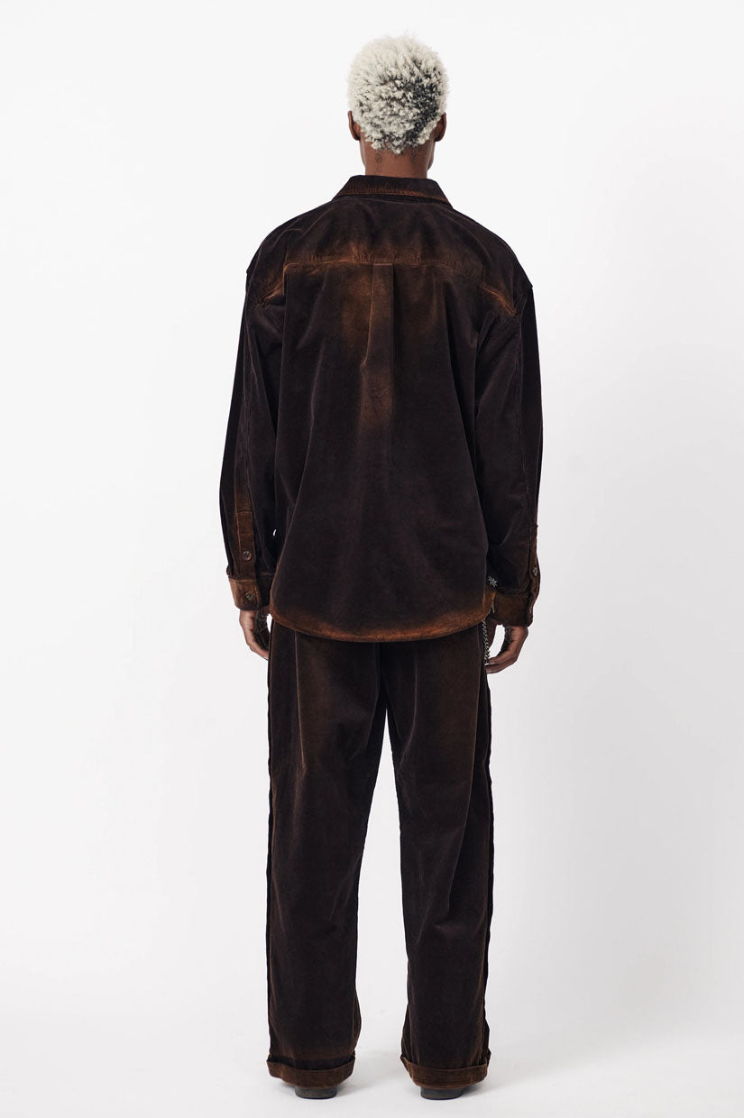 Beach Brains Cord LS Shirt - Washed Brown