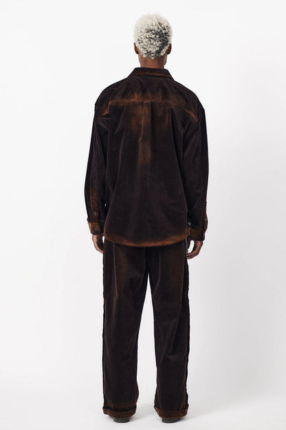 Beach Brains Cord LS Shirt - Washed Brown