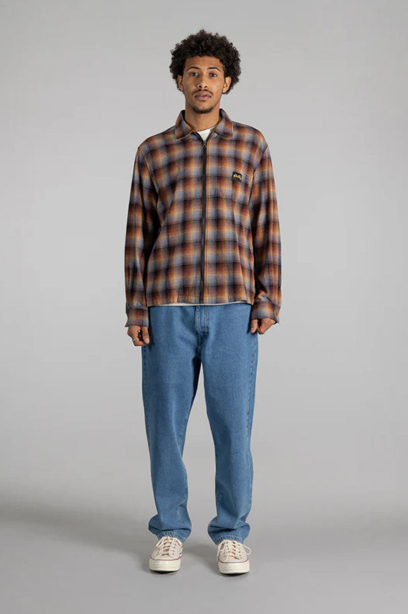 Stan Ray Zip Shirt - Brown Blue Plaid